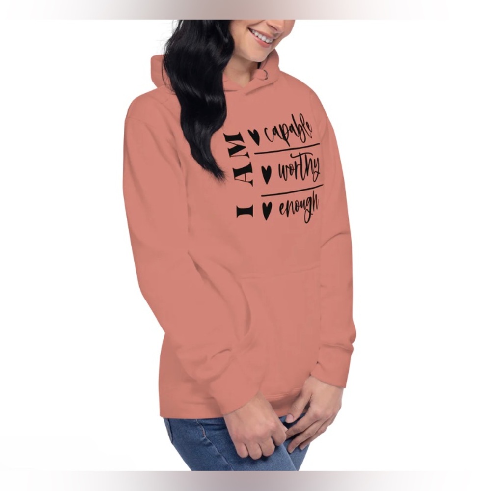 NWT Coral Unisex Graphic CUSTOM Designed "I AM" Premium Hoodie
